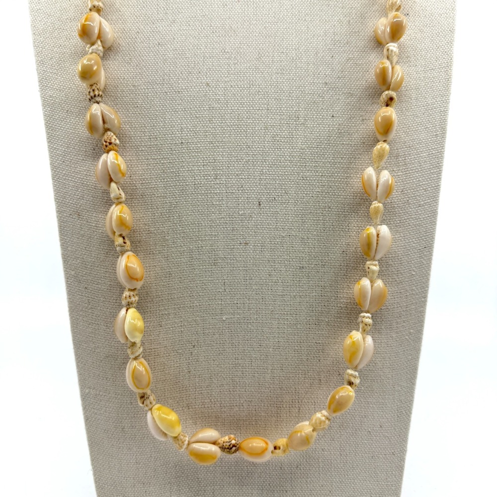 Natural Cowrie Shell Beaded Necklace - Boho Beach Statement Jewelry